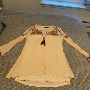 Cream and red printed tunic